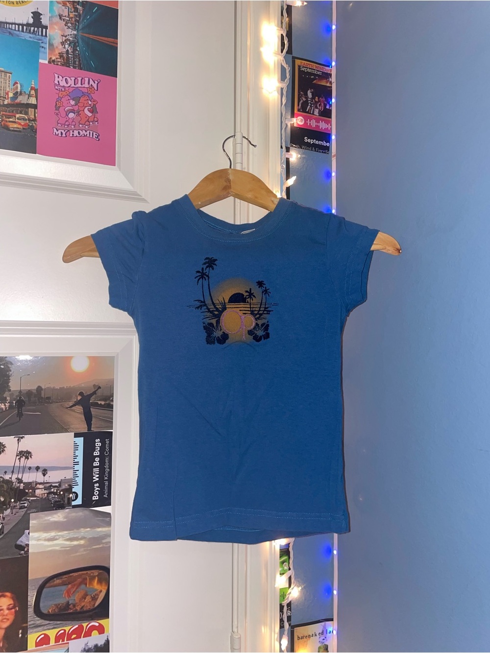 Blue Tropical Sunset Graphic Baby Tee for Kids